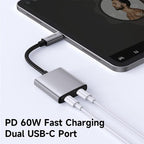 cdodo 2in1 Dual USB-C to C PD 60W & Type C Audio Adapter – CA-5570
