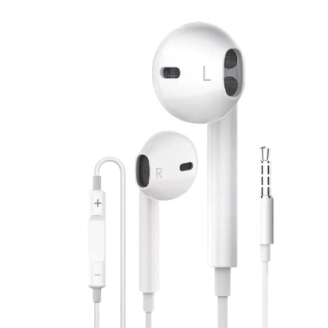 White earphones with a white background
