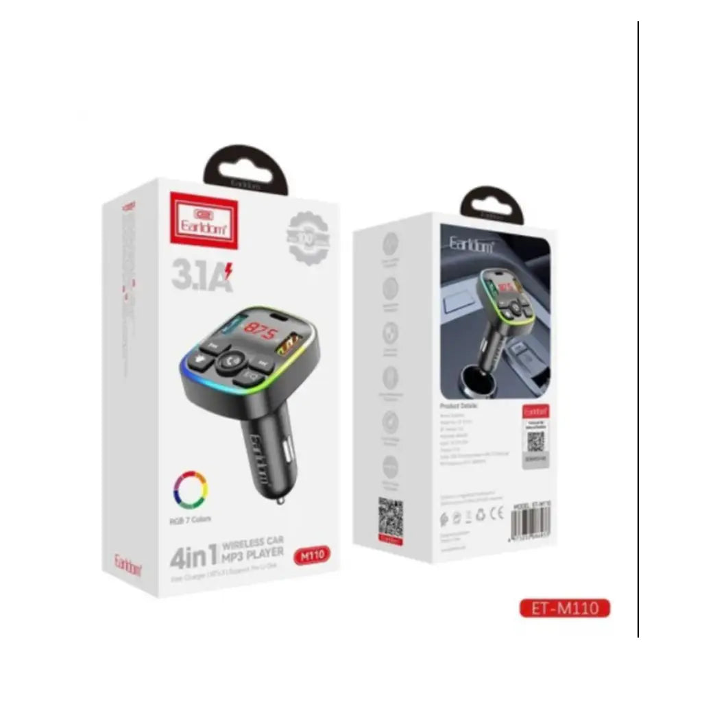 Earldom 4-in-1 Wireless Car MP3 Player with Fast Charging & FM Transmitter