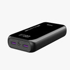 FASTER PF30K 30000mAh portable power bank with slim black design and high-capacity battery for travel use