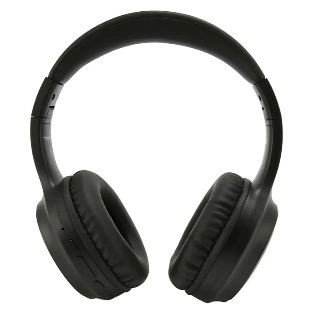 Black headphones on a white background