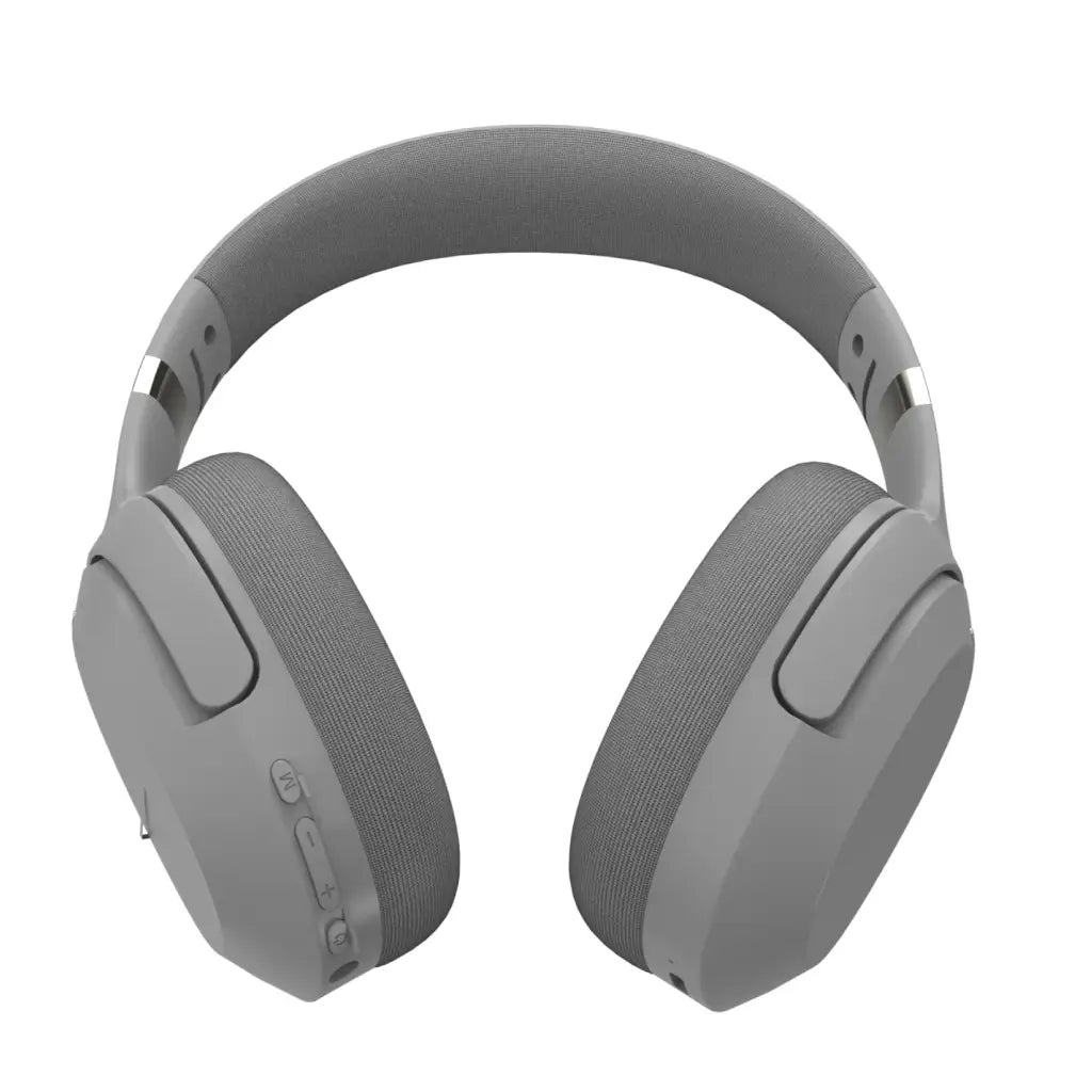 Gray over-ear headphones on a white background