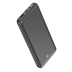 HKT Booster 22.5W fast charging power bank angled view showing compact body, LED percentage display, and portable travel-friendly design.