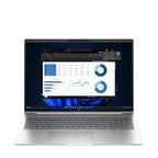 Laptop with a display of charts and graphs on a white background