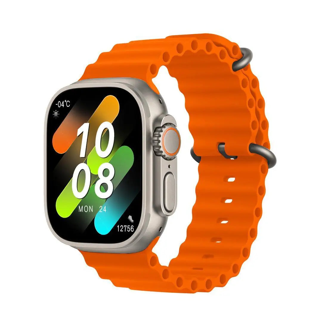 Smartwatch with an orange band on a white background