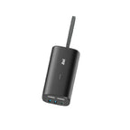 ITEL Power Bank Easy 1 20000mAh angled view showing built-in cable, USB ports, LED indicators, and portable design.
