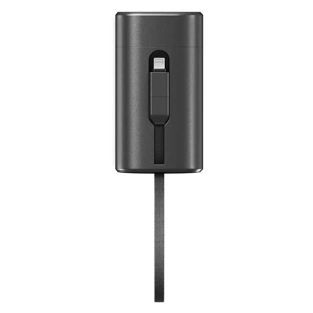 ITEL Power Bank A1461 Easy 1 rear view showing built-in charging cable neatly stored inside the power bank.