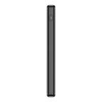 ITEL Power Bank Pulse 1 10000mAh A1420 (Black)side profile showing slim design and side power button with lightning icon.