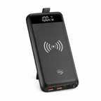 ITEL (A1820) Wireless Power Bank 10000mAh light blue magnetic wireless charger design with LED battery indicator on white background