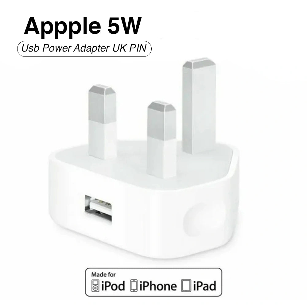 5W USB power adapter with UK plug on a white background