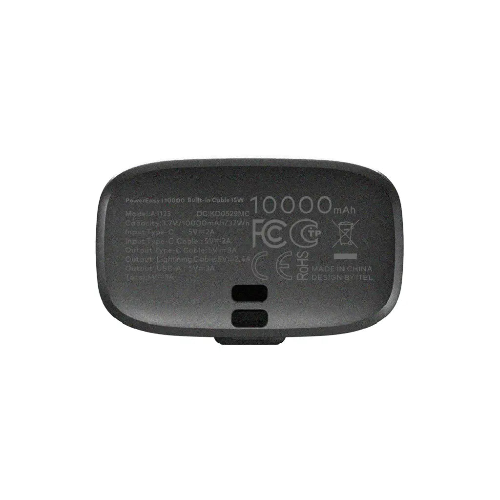 ITEL Power Bank Pulse 10000mAh (A1123) front view with compact black design