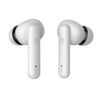 White wireless earbuds on a white background