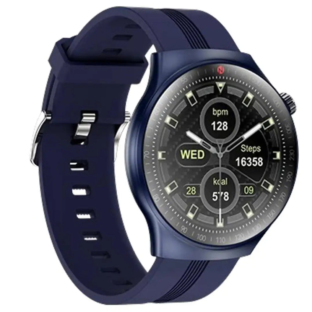 Smartwatch with a blue strap on a white background