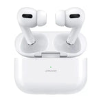 White wireless earbuds with charging case on a white background, featuring the brand 'JOYROOM'.