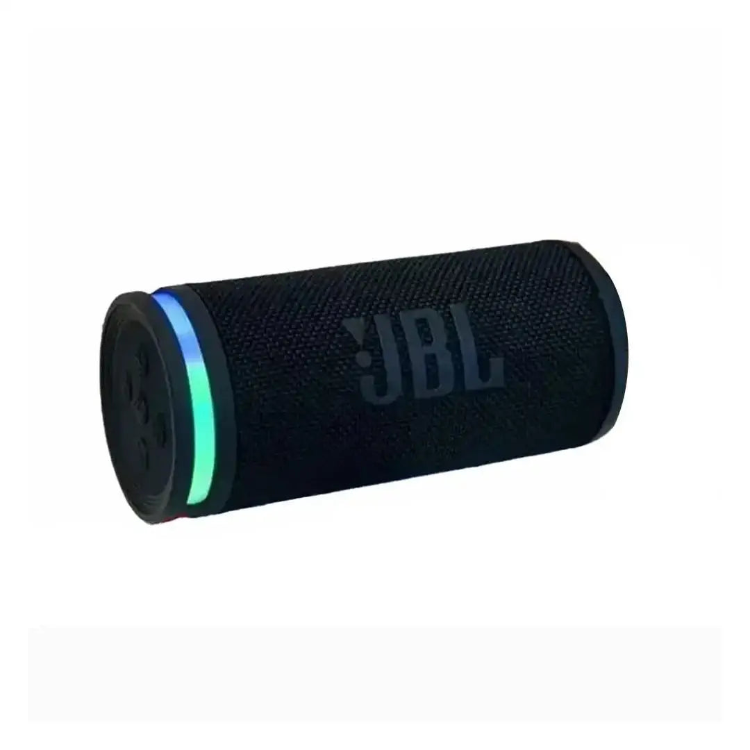 Black JBL Bluetooth speaker on a white background
