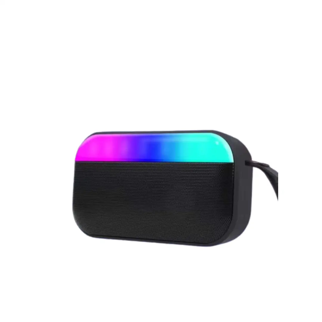 Black rectangular device with colorful gradient on a white background