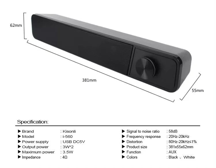 KISONLI I-610 USB HOME THEATER SYSTEM SOUNDBAR SPEAKER FOR PC OR LAPTOP