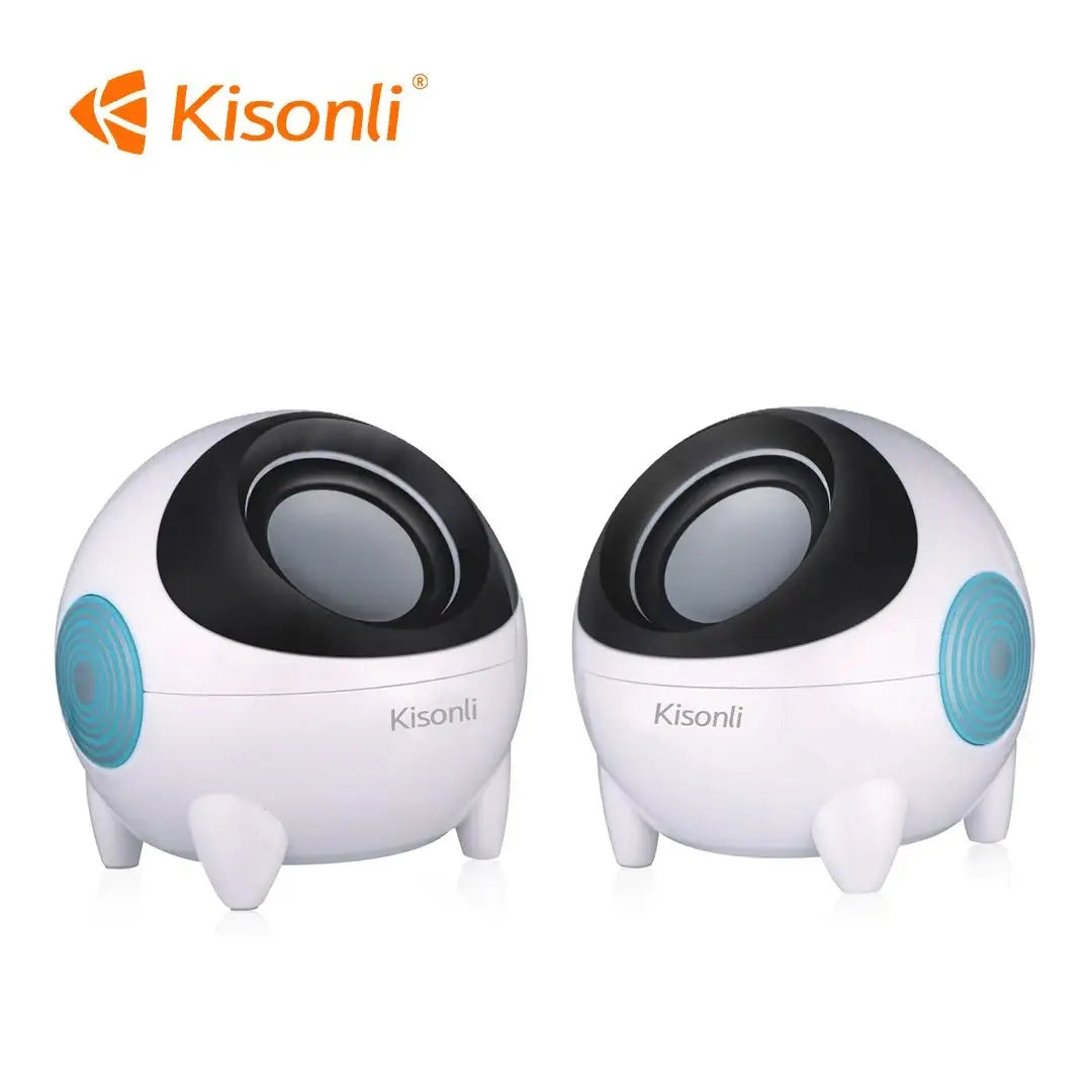 Two Kisonli speakers on a white background