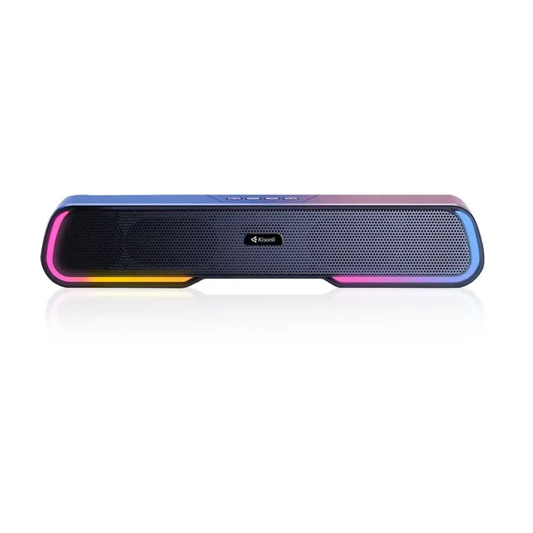 Multicolored Bluetooth speaker on a white background