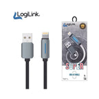 LogiLink USB cable with Lightning connector and packaging on a white background