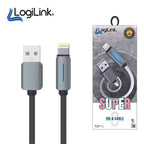 LogiLink USB cable with lightning connector and packaging on a white background