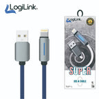 LogiLink USB cable with Lightning connector and packaging on a white background