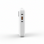 Ldnio PQ19 power bank side view, 10000mAh portable charger, 22.5W fast charging, white power bank with USB-A and USB-C ports.