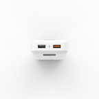 Ldnio PQ19 10000mAh 22.5W power bank top view, white portable charger with dual USB ports (USB-A, USB-C), fast charging solution.