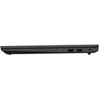 Side view of a black laptop on a white background