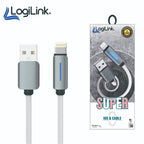 LogiLink USB cable with Lightning connector and packaging on a white background