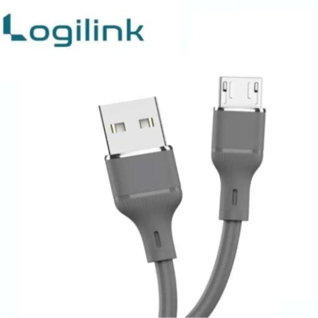 LOGILINK USB TO MICRO SILICONE FAST CHARGING DATA CABLE 1M (1 YEAR WARRANTY) BLACK/ White/grey