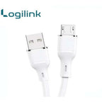 White USB cable with connectors on a white background, featuring the Logilink brand.