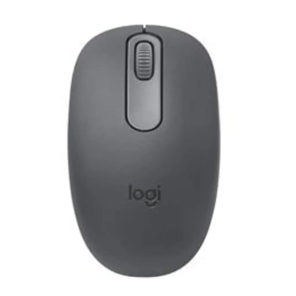 Gray Logitech mouse on a white background
