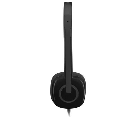 Black headphones on a white background