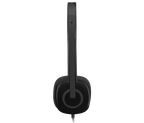 Black headphones on a white background