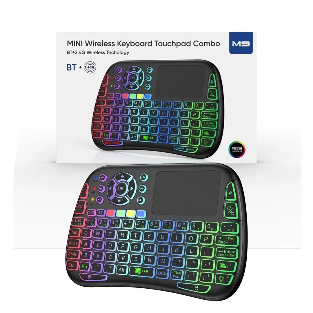 M9 Bluetooth Mini Wireless Keyboard 7 Backlit 2.4g Air Mouse Remote Touchpad