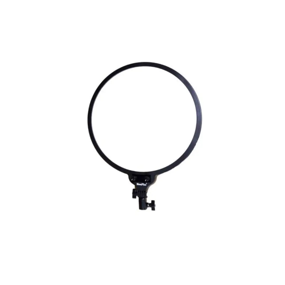 Black ring light on a white background