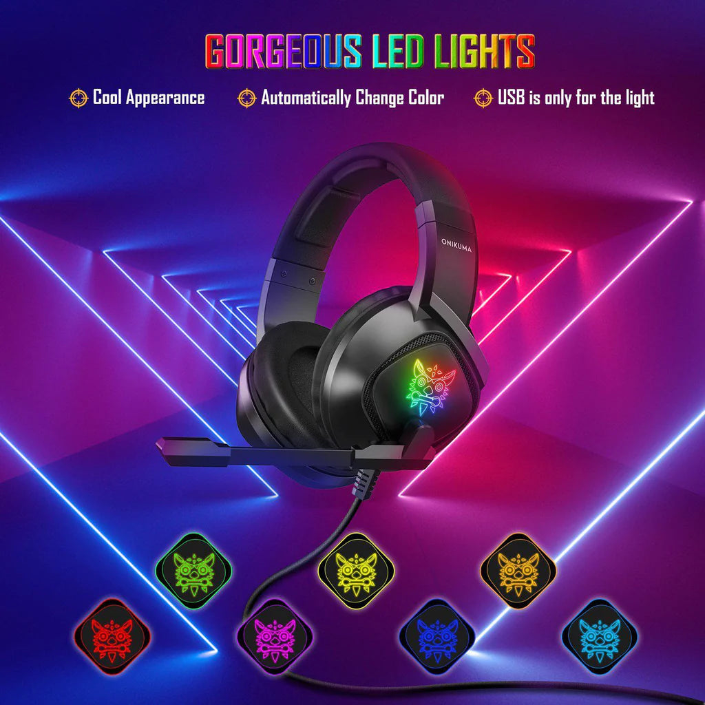 Onikuma K19 RGB Wired Stereo Gaming Headset with True Noise Cancellation
