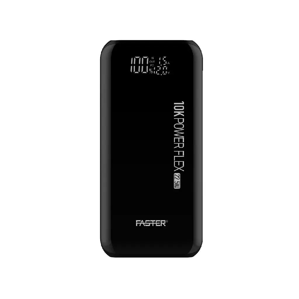 FASTER PF10K 10000mAh power bank with digital LED display and 22.5W fast charging in black color