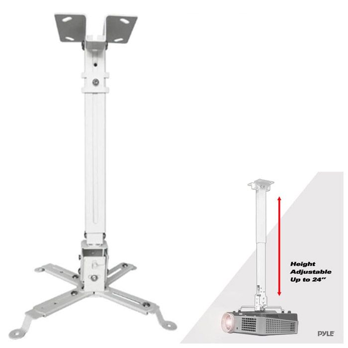 Ceiling mount for projector with height adjustment feature on a white background