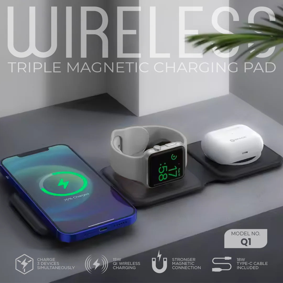 15W Wireless Triple Magnetic Charging Pad
