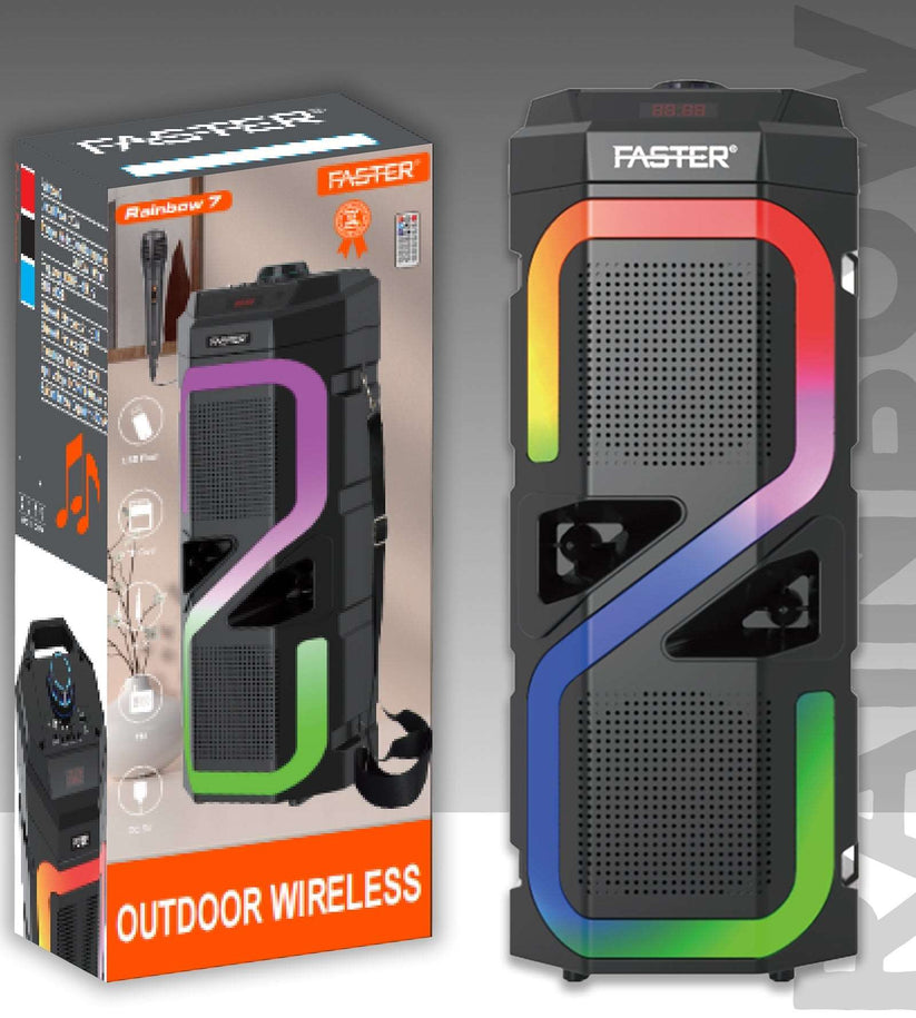 FASTER Rainbow-7 Powerful Bass Wireless Speaker With Mic 20w