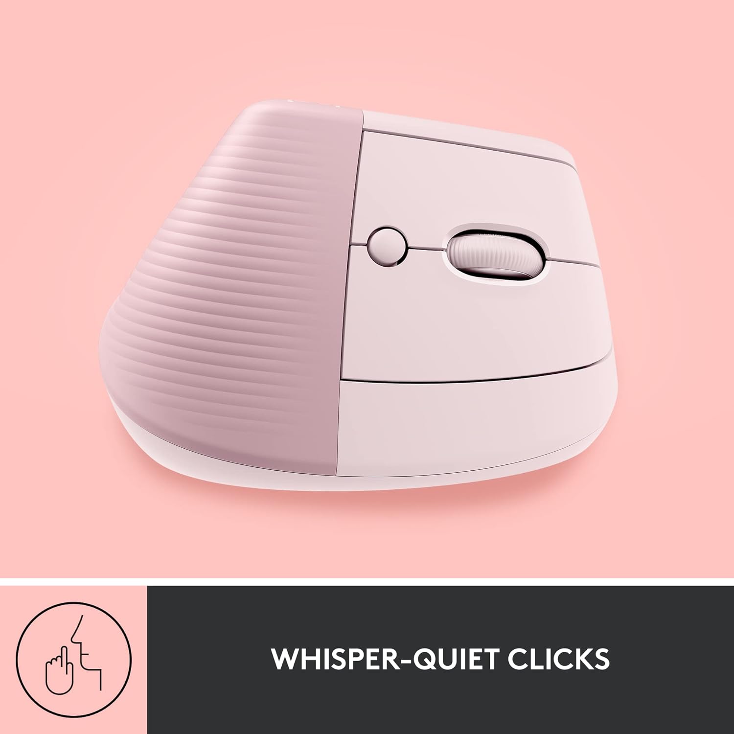 Logitech Lift Vertical Wireless Mouse – Comfort Meets Style (Gray, Black & Rose)