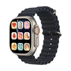 Smartwatch with a black band on a white background