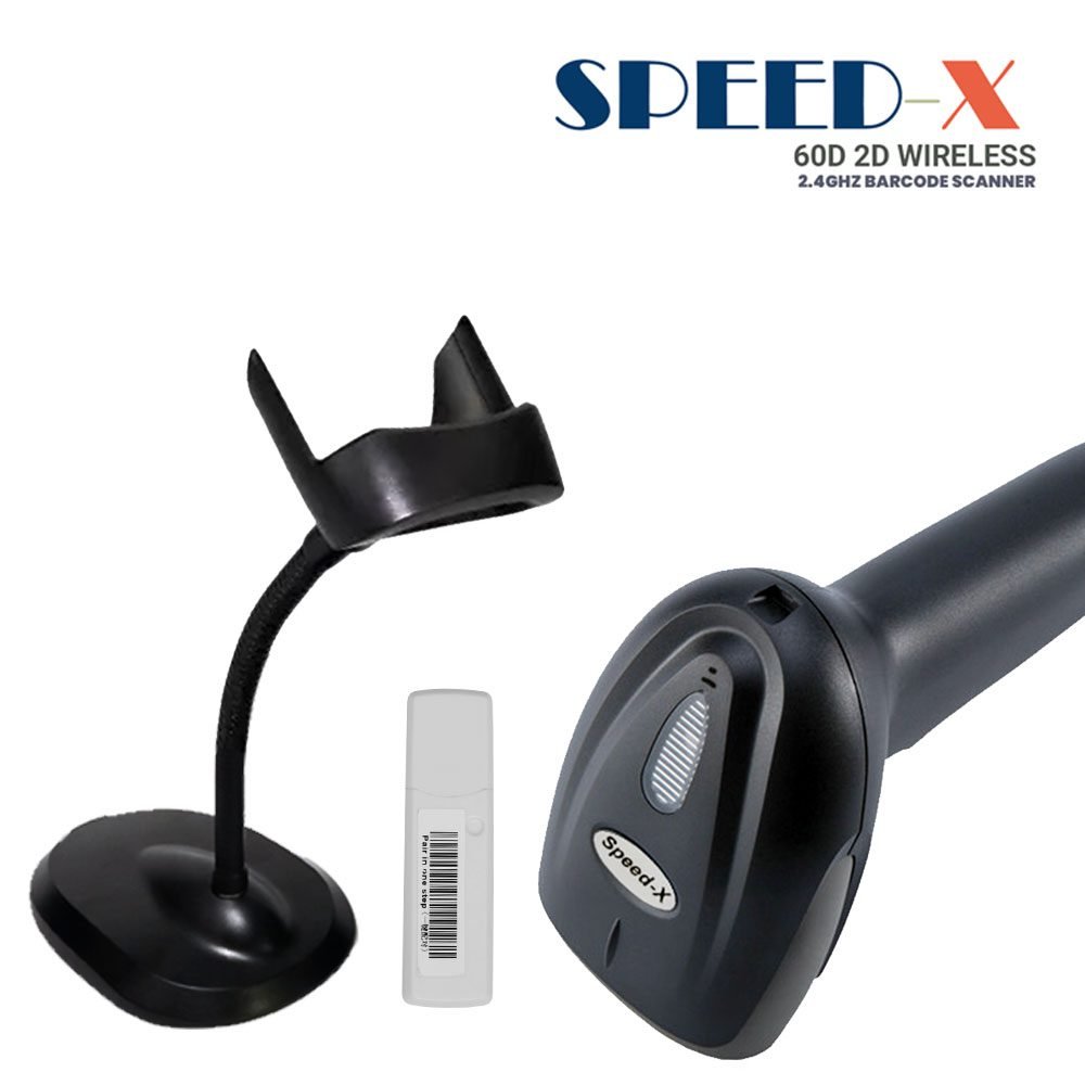 SPEED-X 60D 2D WIRELESS 2.4GHZ BARCODE SCANNER WITH STAND