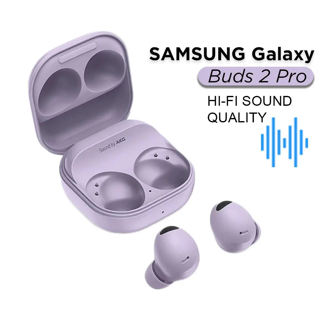 Samsung Galaxy Buds 2 Pro with open case on a white background