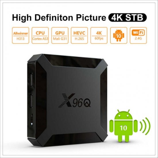 Smart Box X96q Mini Quad Core 2g+16g 4k 60fps Android 10v