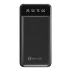 Space TR-64 Thunder Power Bank 10000mAh front view showing LED indicator lights compact black power bank