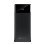 Black power bank with digital display on a white background