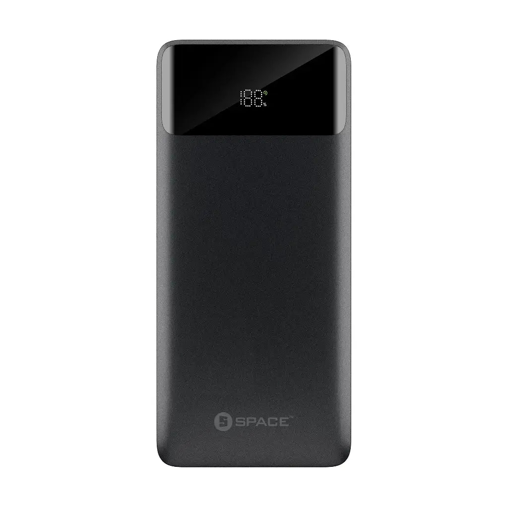 Speed PD QC 3.0 Power Bank 30000mAh black front view compact high capacity fast charging power bank